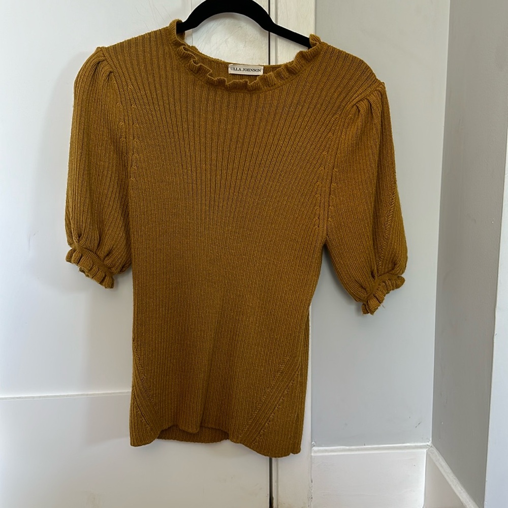 Ulla Johnson Mustard yellow short sleeve sweater. Barely worn.